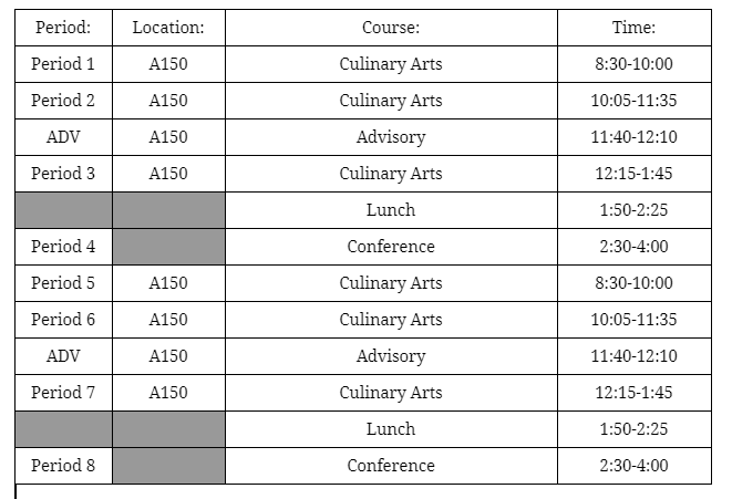 Class Schedule: